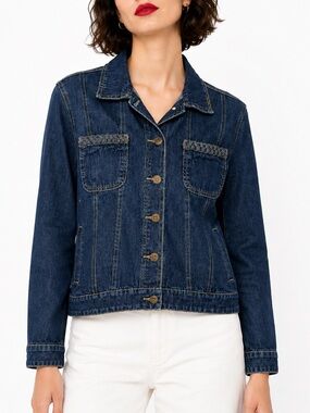 Dark Blue Denim Jean Jacket - Classic Women's Jean Jacket